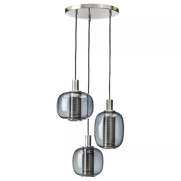 IKEA Other - BNIB IKEA HÖGVIND Pendant lamp w/ 3 lamps, nickel/gray glass, 16" (3 Available)